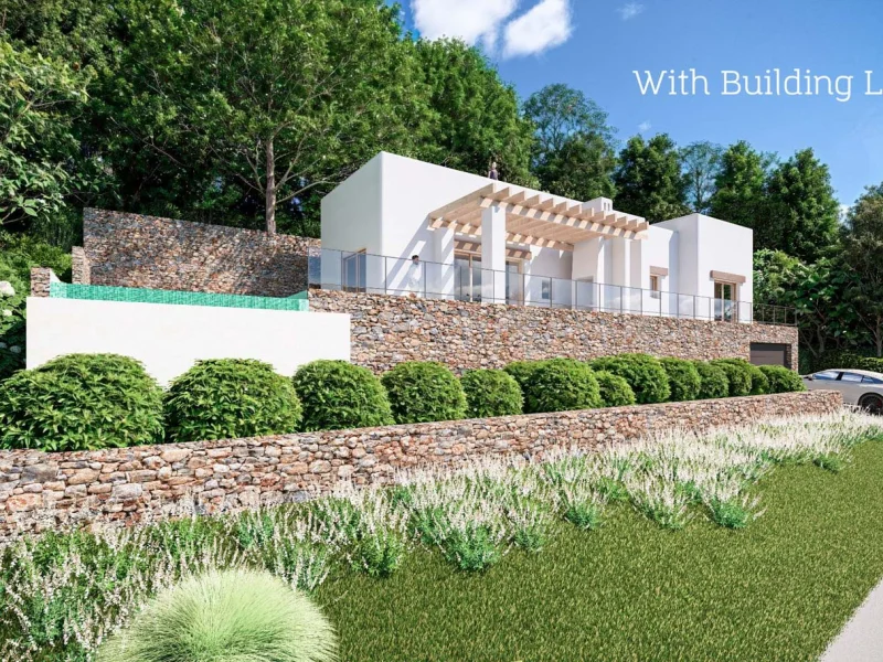 Villa de style Ibiza à Jávea avec vue mer et piscine privée