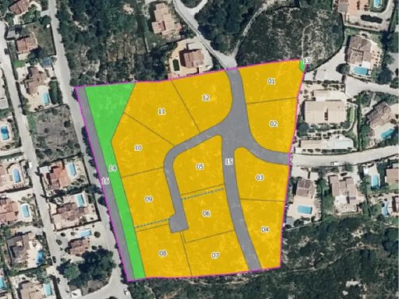 Terrain urbain à Jávea, Pinosol pour 12 villas avec vue mer
