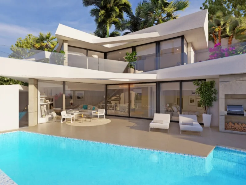 Chalet moderne à Benitachell avec vue panoramique sur la mer