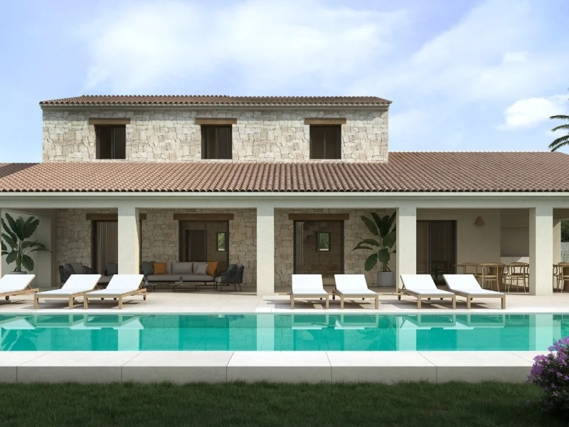 Villa neuve de style finca à Moraira, Benimeit avec piscine privée