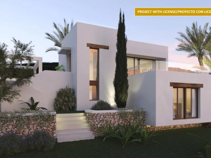 Villa de style Ibiza à Jávea avec vue sur le Montgó
