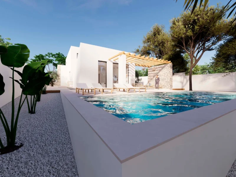 Villa de style ibizien à Moraira avec piscine privée