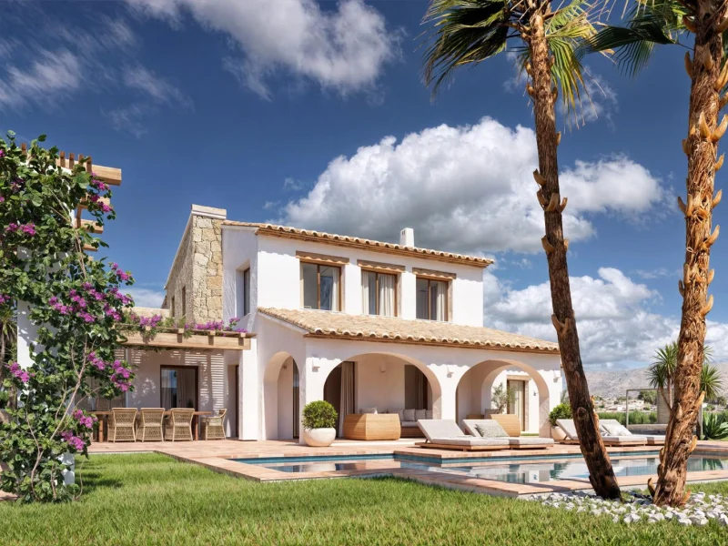 Élégante finca méditerranéenne à Teulada avec vue mer