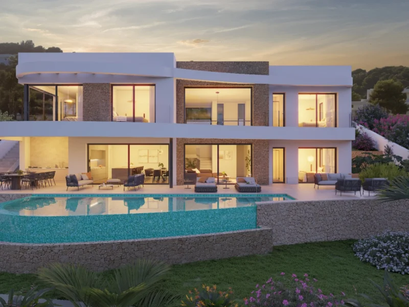 Élégante villa de construction neuve à Moraira avec vue mer
