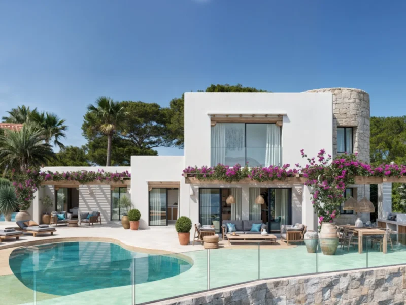 Villa de style ibizien à Benimeit, Moraira avec vue sur la mer