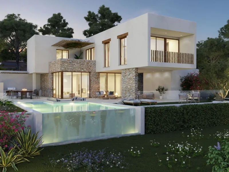 Villa de style Ibiza à Las Laderas, Jávea avec vues panoramiques