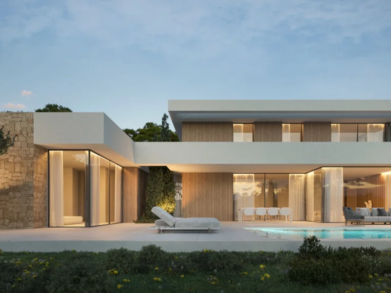 Villa de style ibizien à Camarrocha, Moraira avec piscine