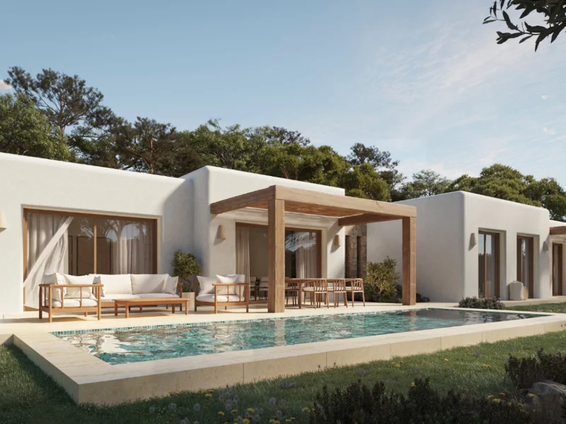 Élégante villa de style ibizien à Fustera Benissa avec piscine