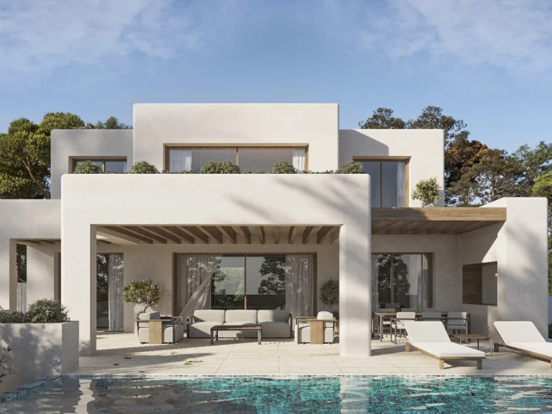 Villa de style Ibiza à vendre à La Fustera, Benissa, avec vue sur la mer