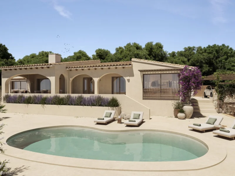 Villa méditerranéenne rénovée à Benissa, La Fustera avec vue sur la mer