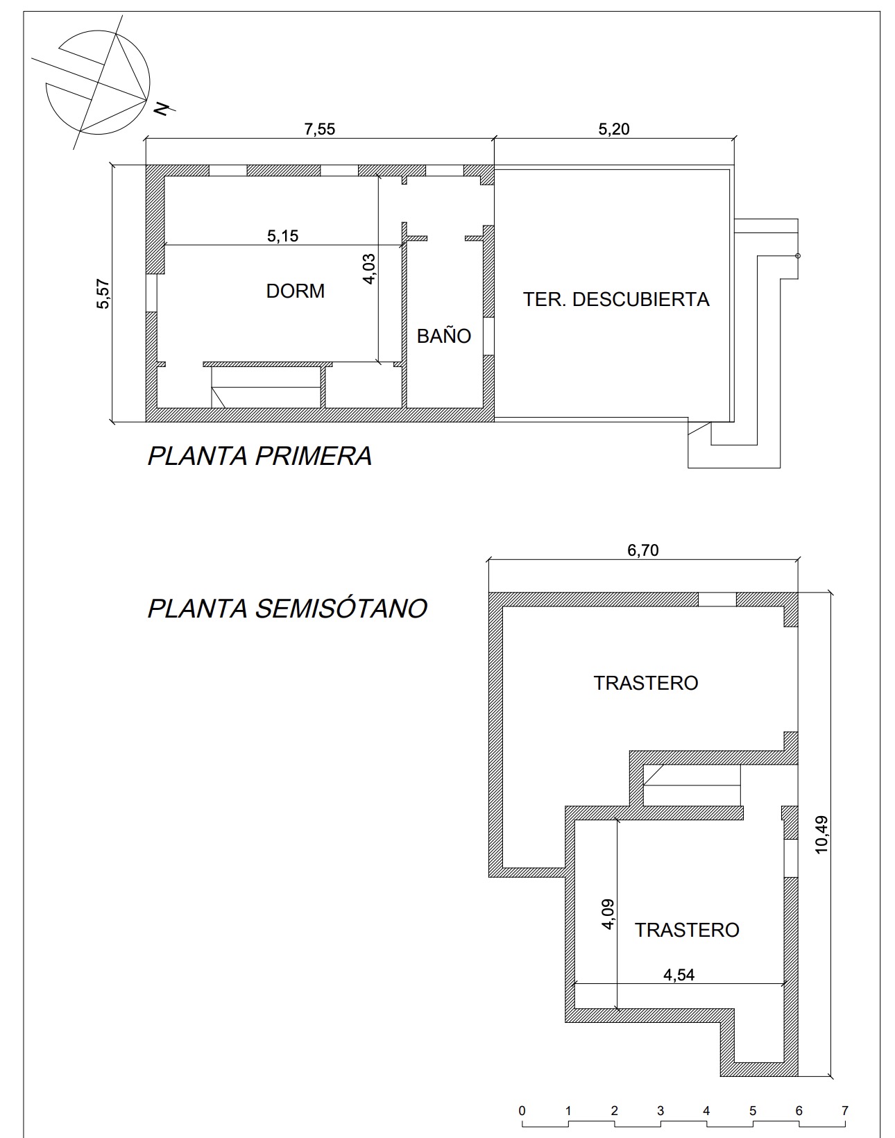 Plan de l'étage et du sous-sol avec dimensions.