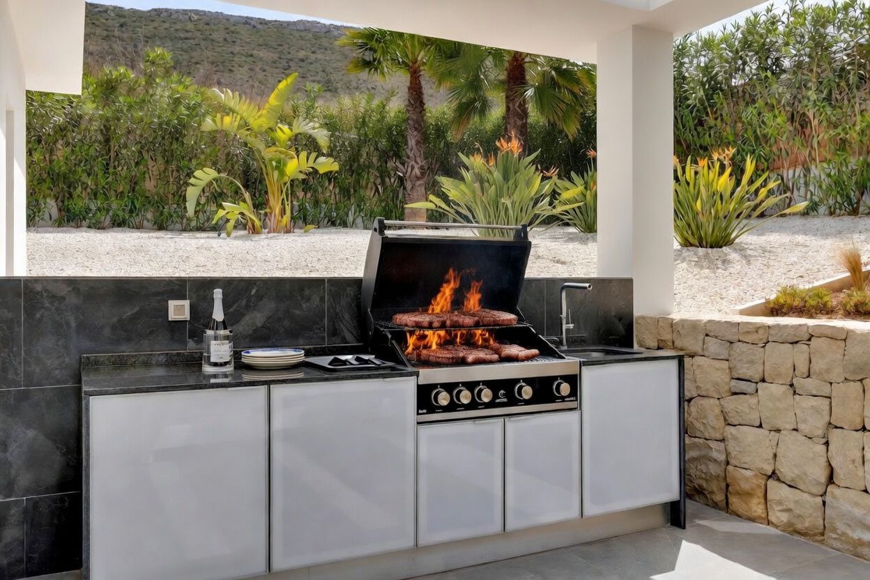 La piscine chauffée de 12x4 mètres, avec couverture électrique intégrée, est encadrée par des terrasses ensoleillées et un jardin paysager privé.