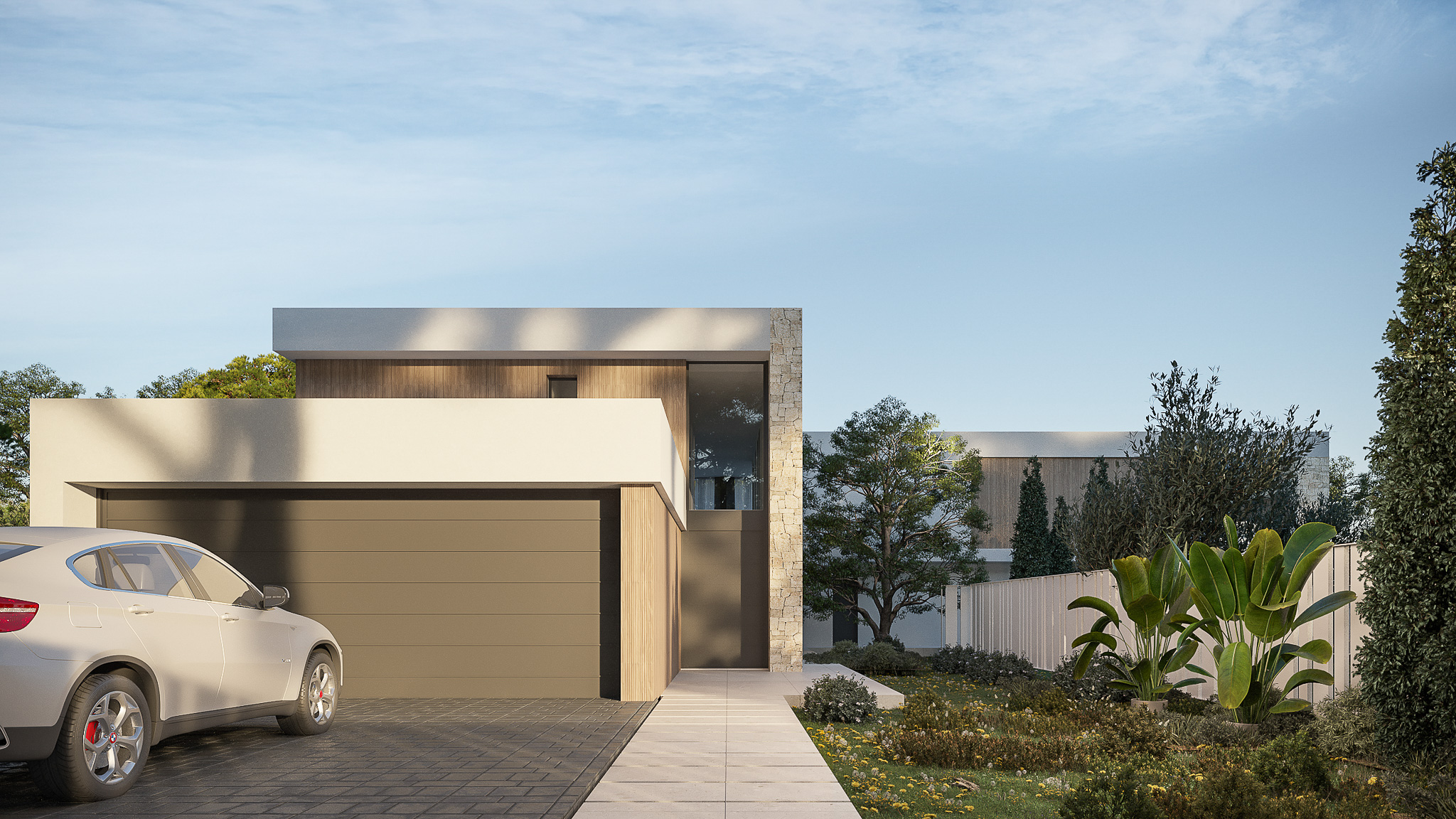 Extérieur de la villa et garage
