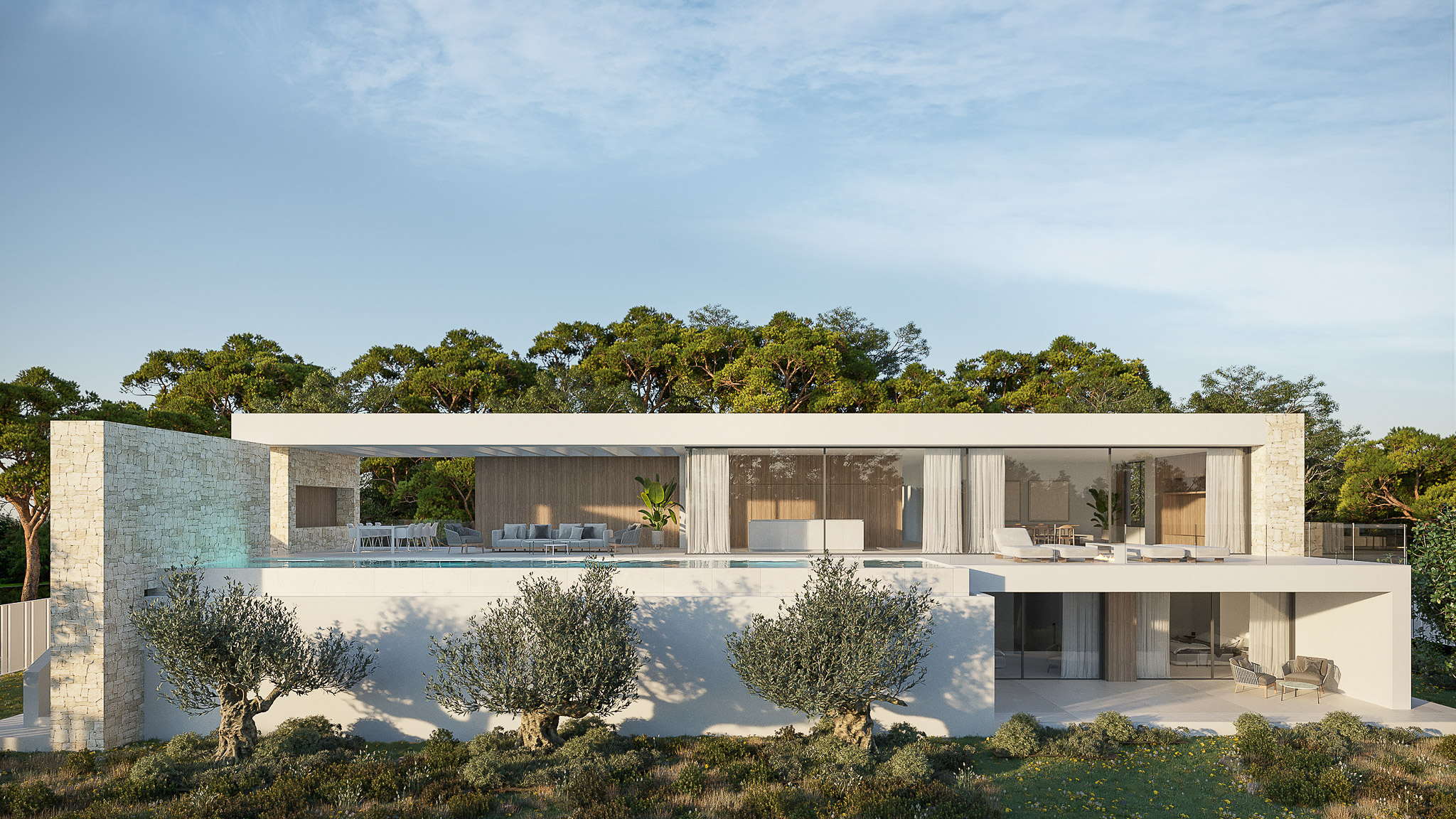 Extérieur de la villa avec piscine