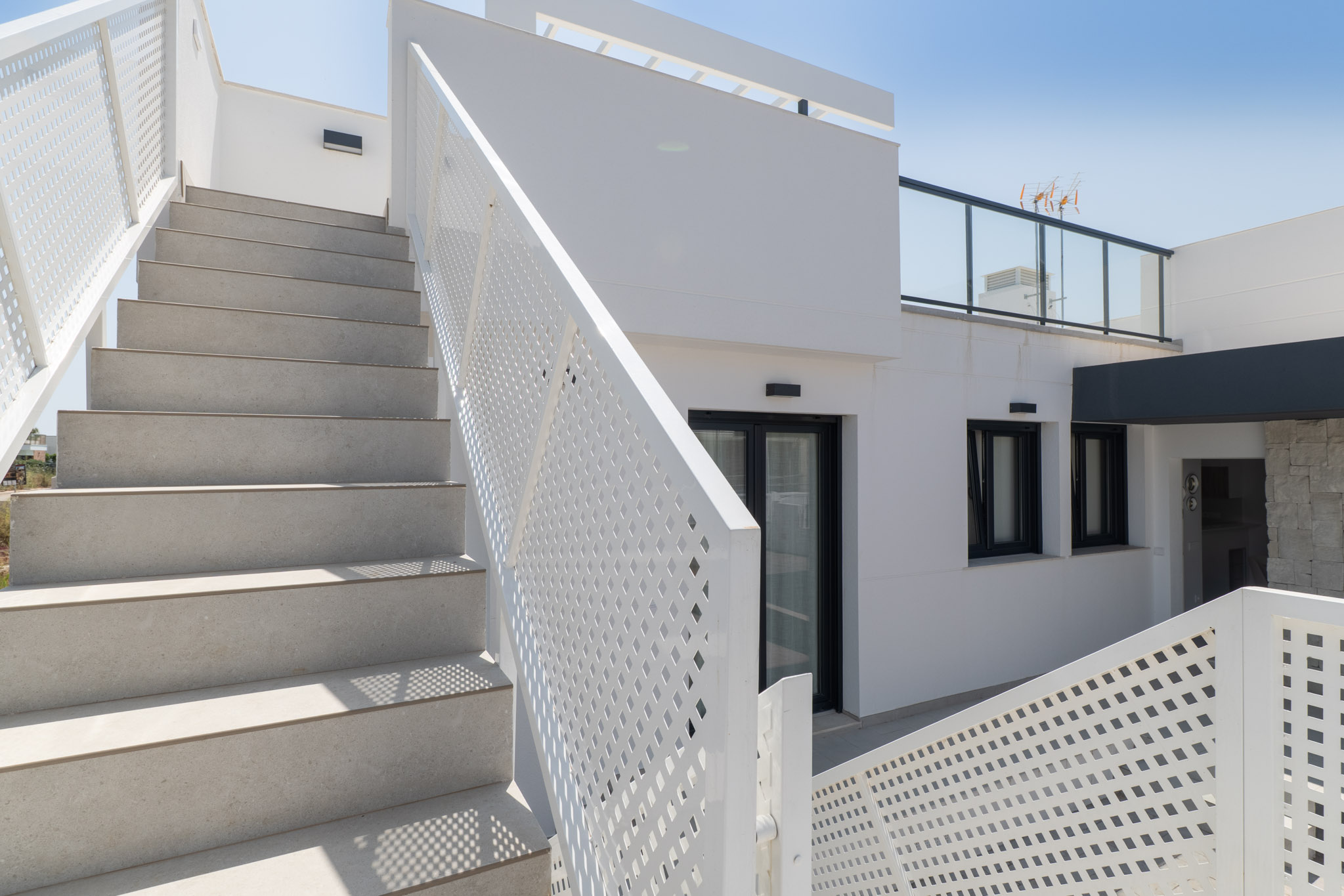 Escalier extérieur vers le solarium Escalier extérieur vers le solarium