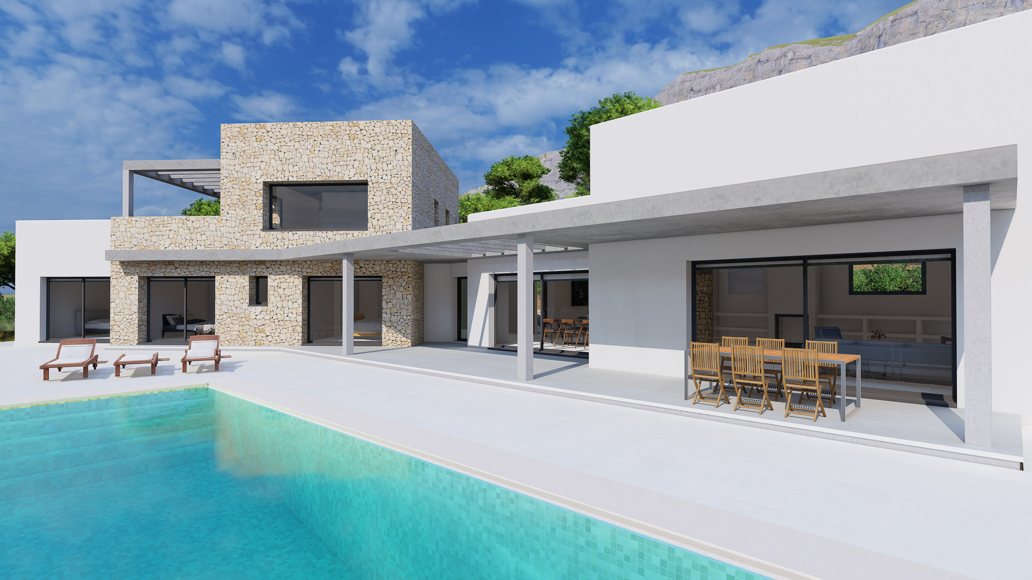 Extérieur avec terrasse et piscine