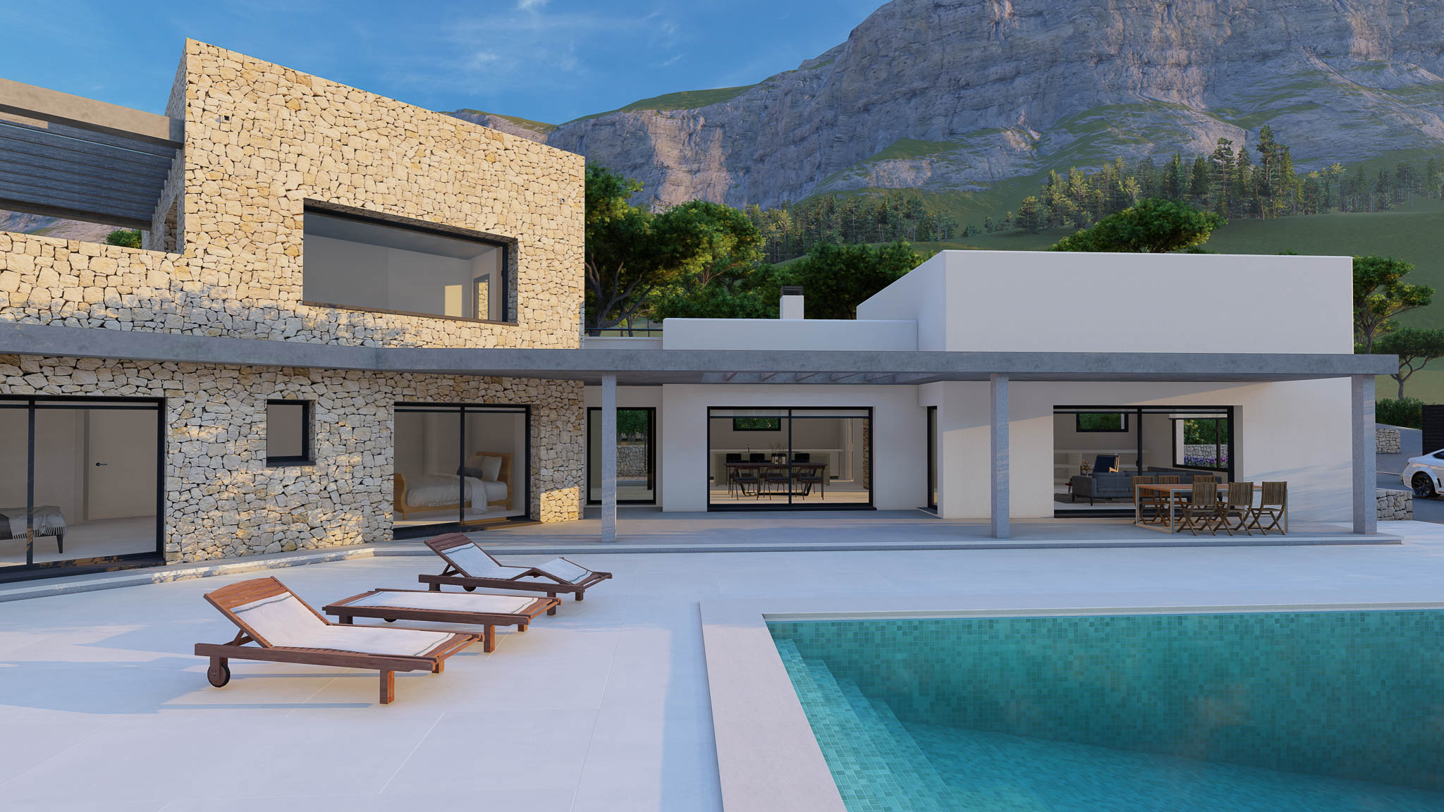 Extérieur de la villa avec piscine
