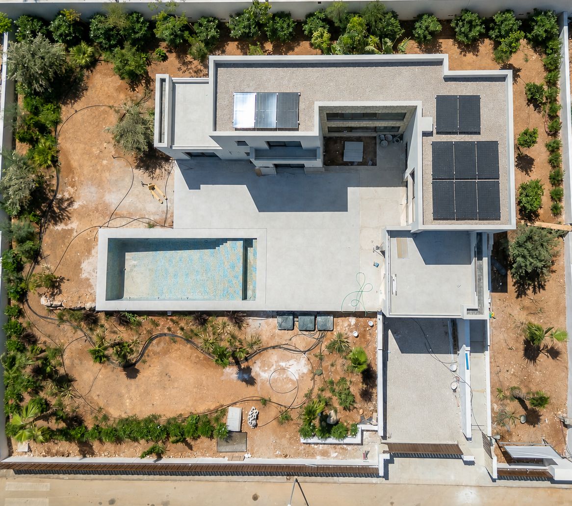 Vue aérienne zénithale de la villa