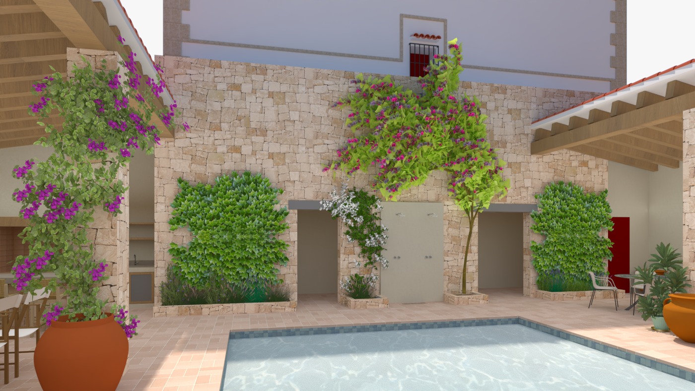 Patio avec piscine