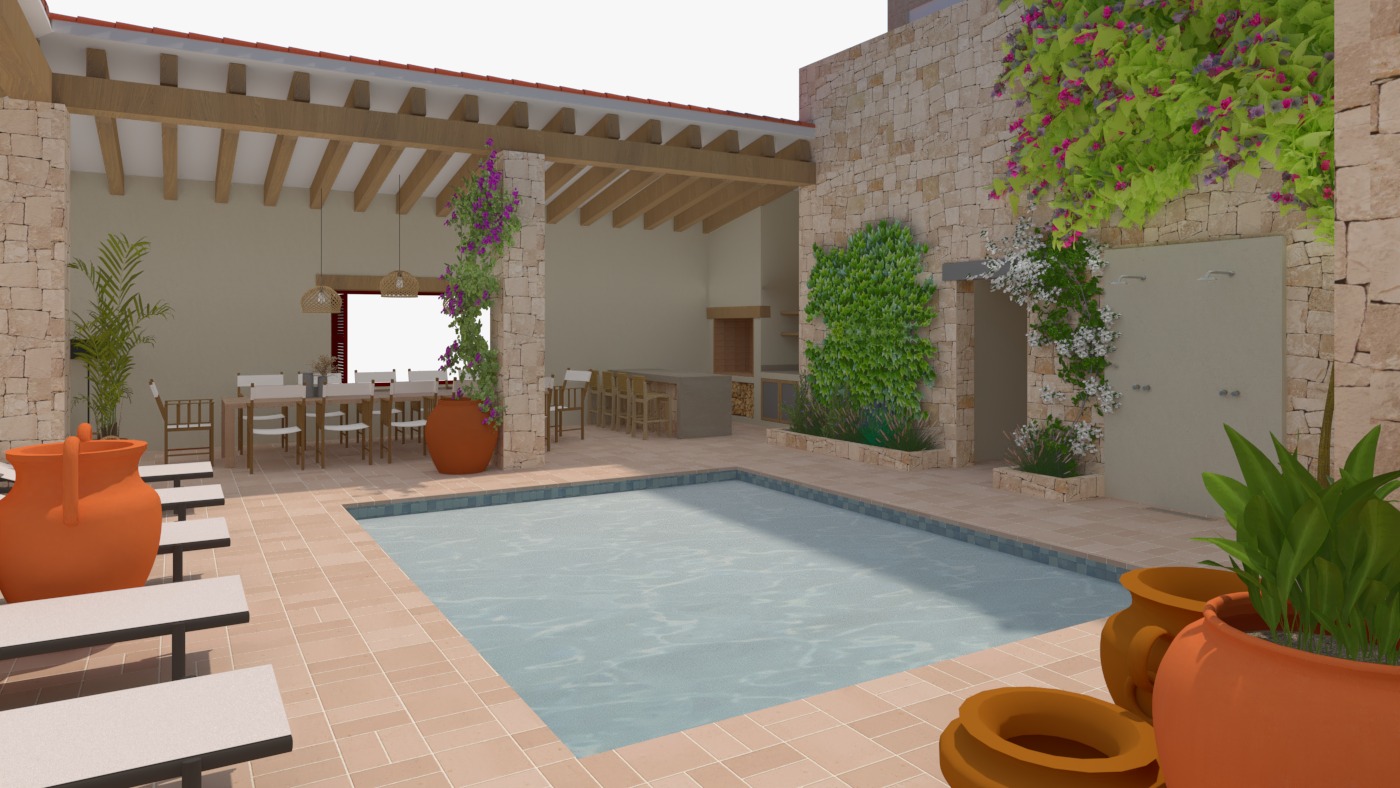Patio avec piscine