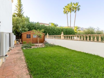 Jardin avec abri de jardin