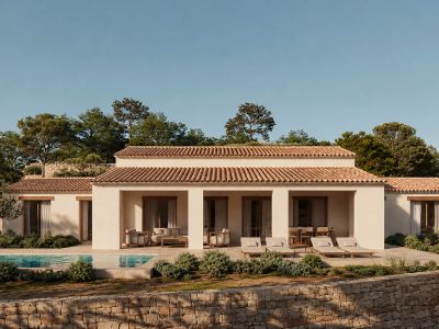 Façade de la villa avec piscine