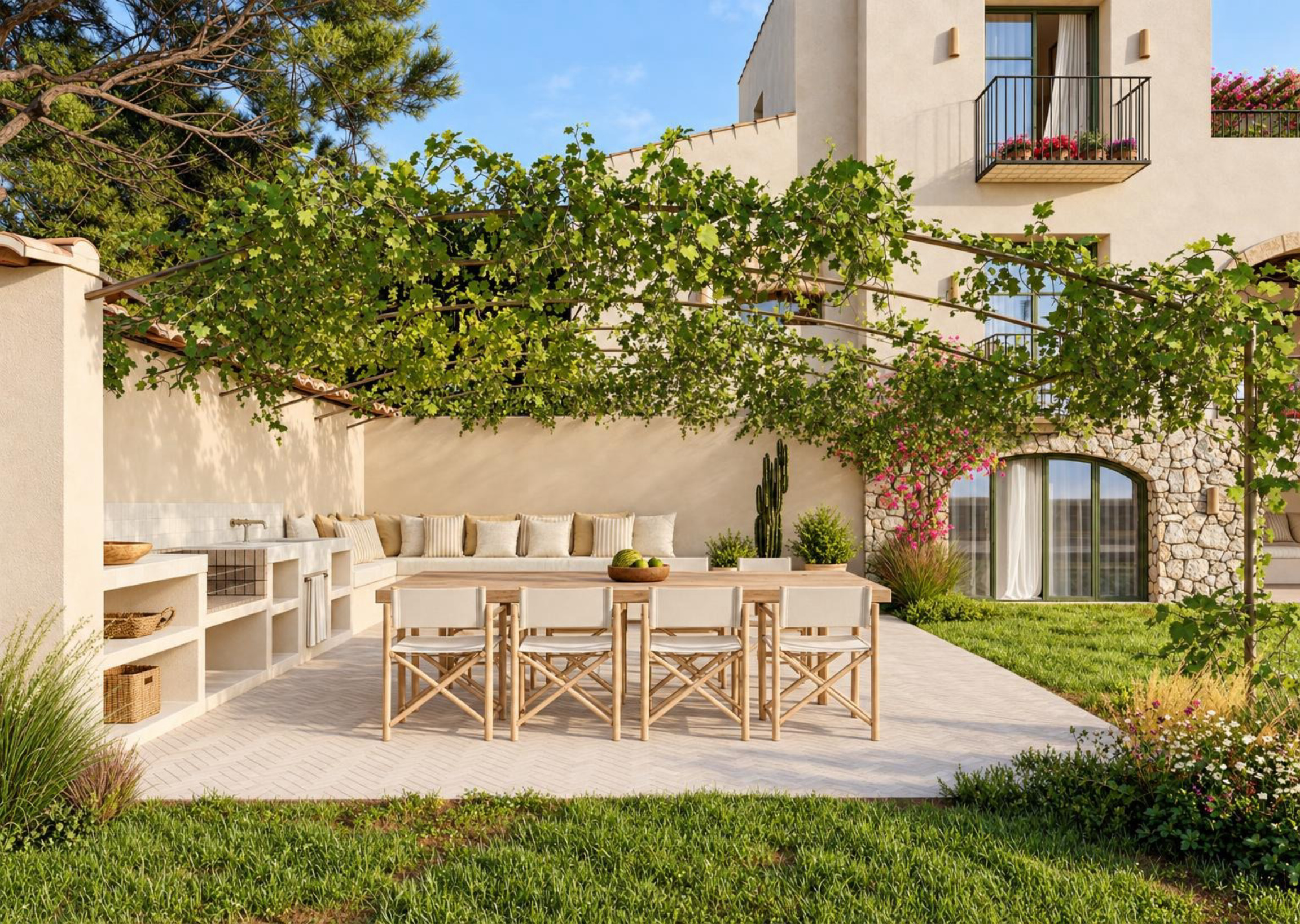Terrasse avec espace repas extérieur
