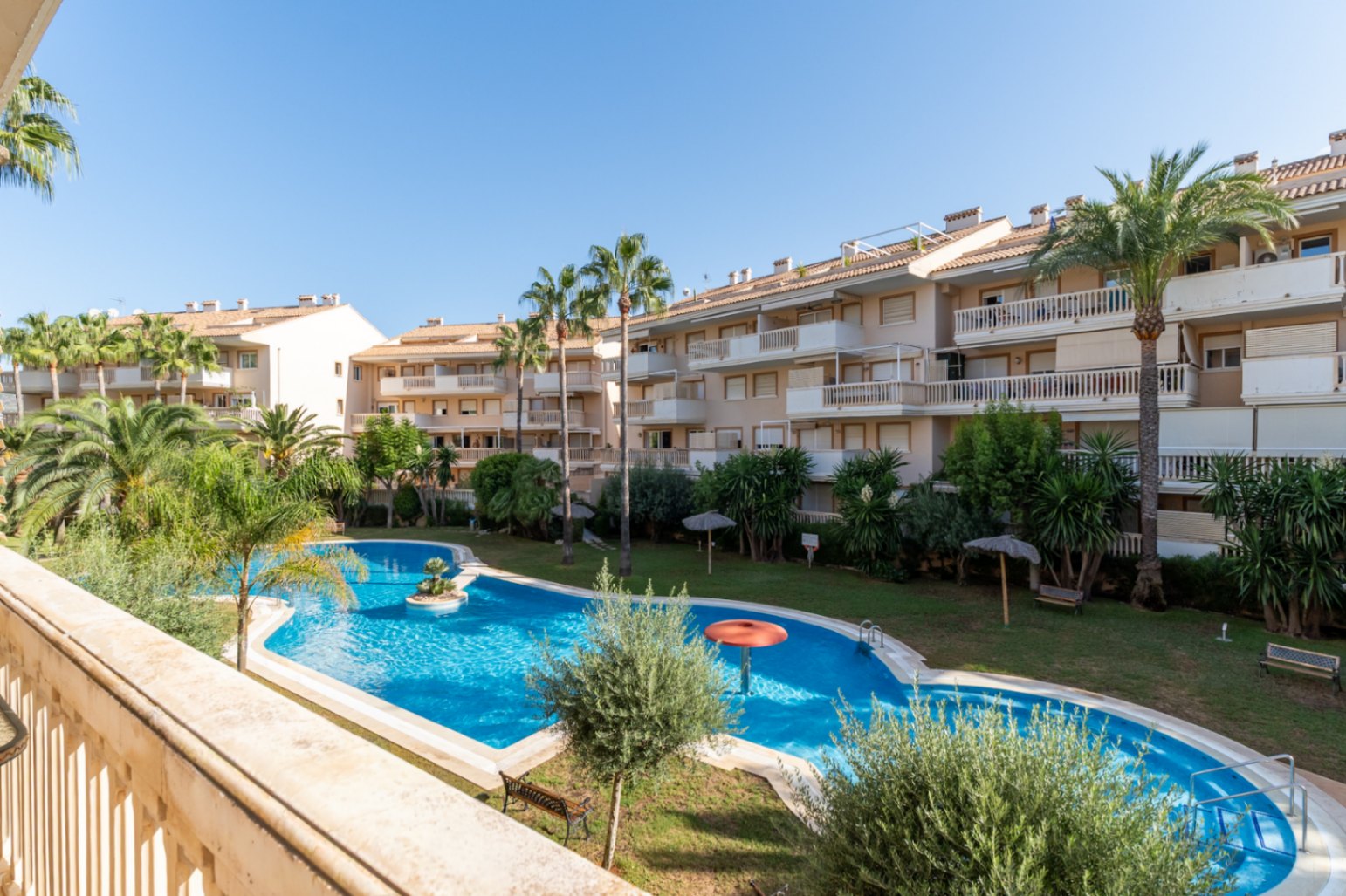 Piscine communautaire et jardins