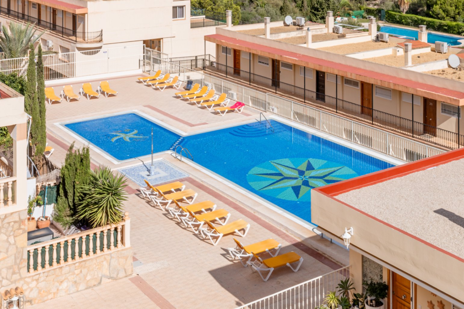 Piscine commune et solarium