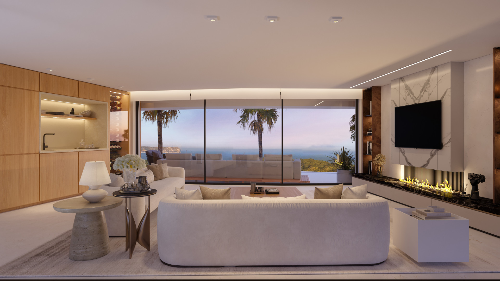 Salon avec vue sur mer