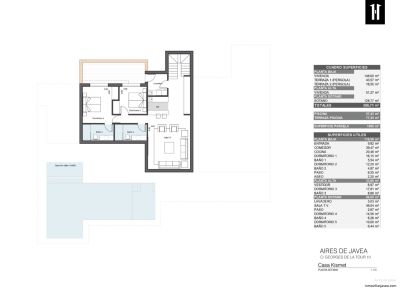 Plan détaillé du sous-sol de Casa Kismet, présentant un salon TV, un bar, une buanderie, les chambres 4 et 5 avec leurs salles de bain, et un dépôt de citerne extérieur.