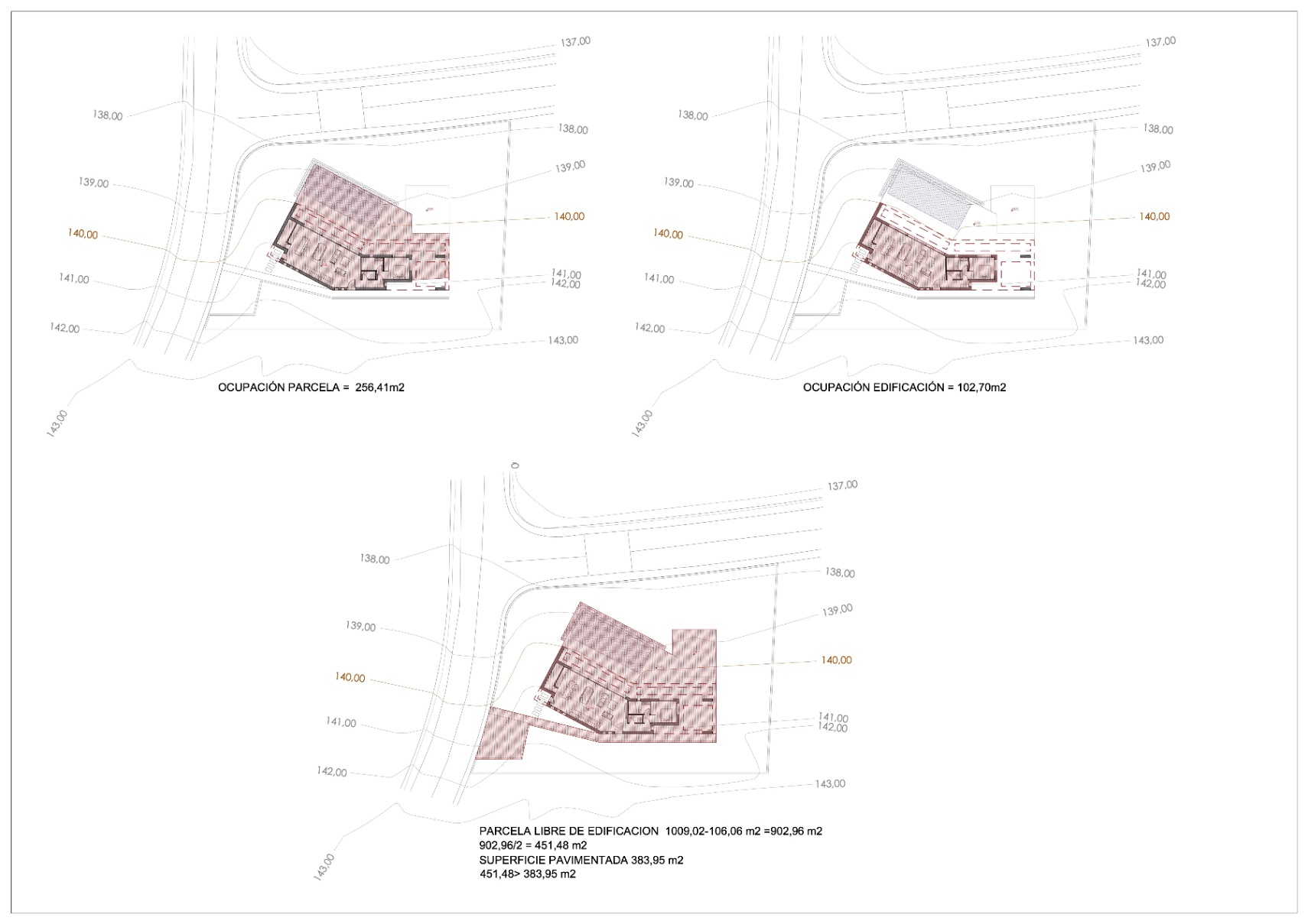 Plan architectural d'une villa montrant l'occupation du terrain et du bâtiment.